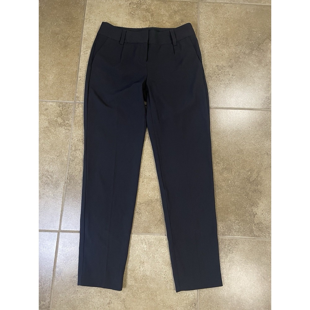 Express Women's Sz 0R Black Flat Front Straight Leg Dress Pants Pockets Office